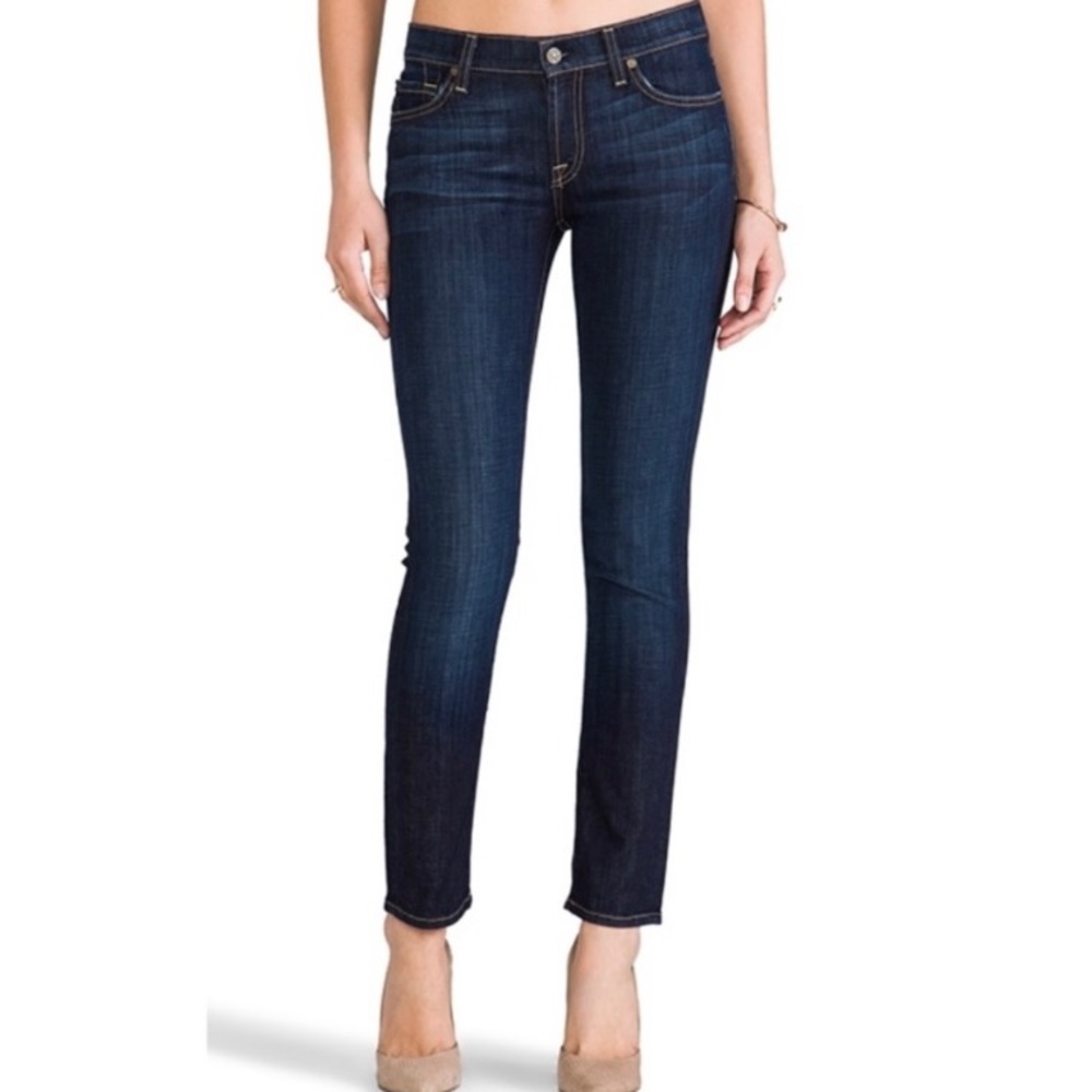 7 For All Mankind The Slim Cigarette- Dark Wash, Low rise skinny jeans - Picture 7 of 9